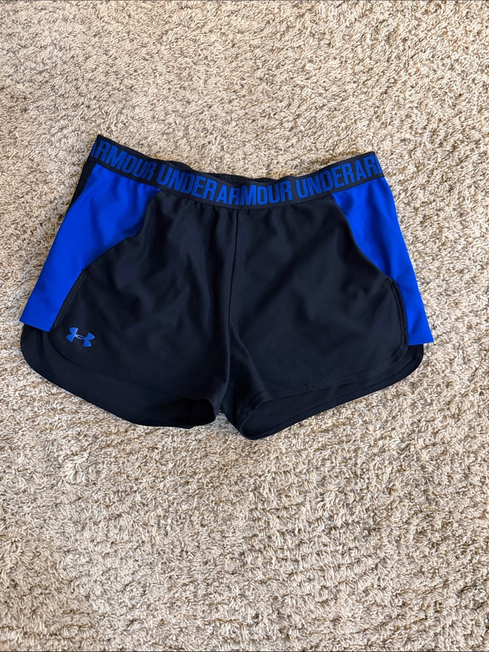Under Armour Black and Blue Women's Performance Running Shorts